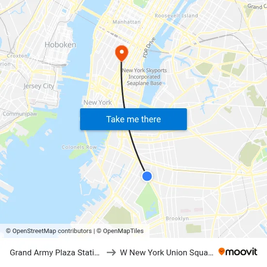 Grand Army Plaza Station to W New York Union Square map
