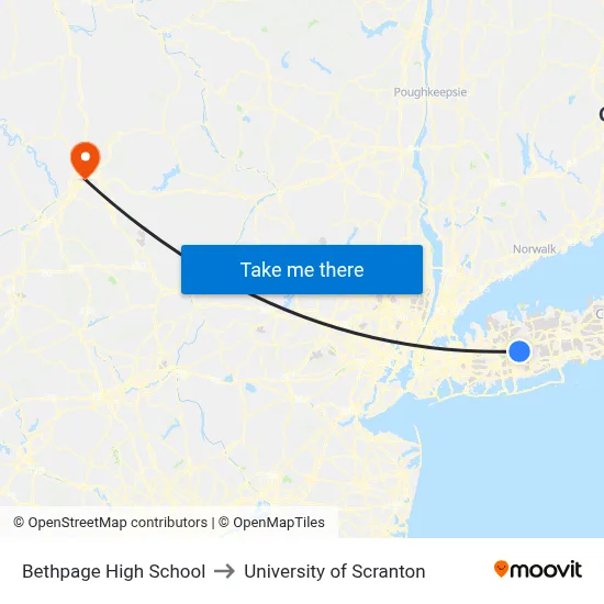 Bethpage High School, 10 Cherry Ave to University of Scranton map