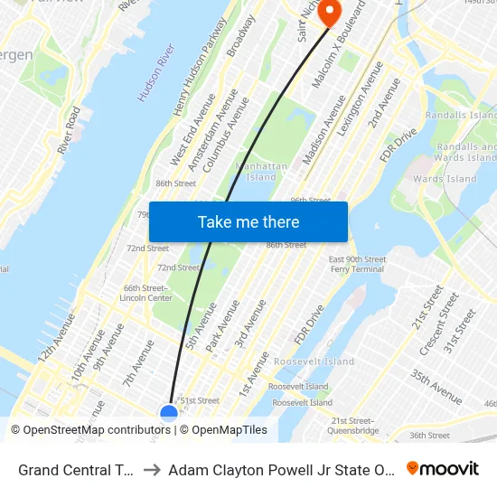 Grand Central Terminal to Adam Clayton Powell Jr State Office Building map