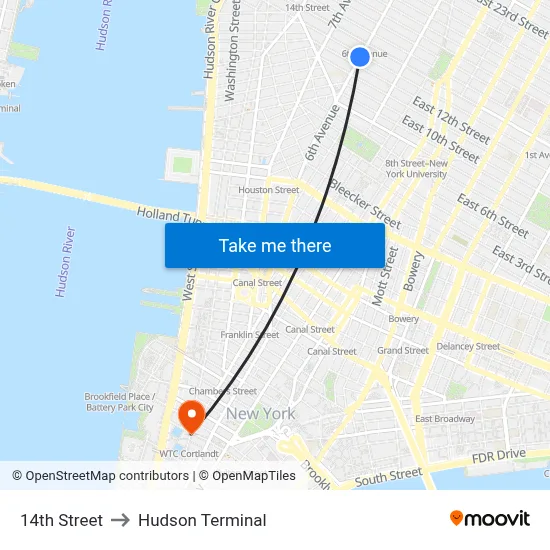 14th Street to Hudson Terminal map