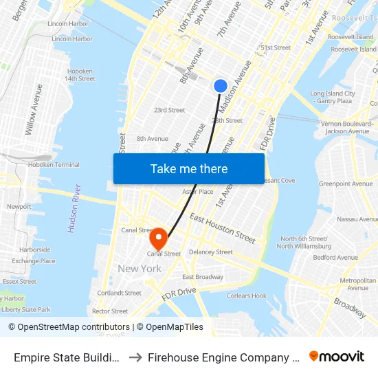 Empire State Building to Firehouse Engine Company 31 map