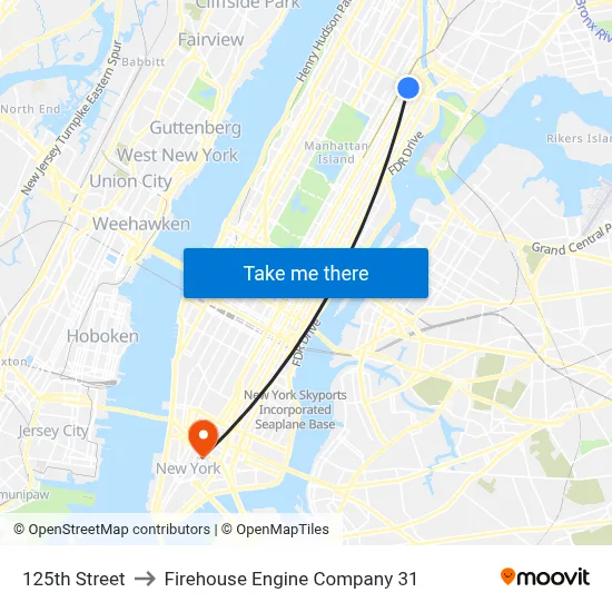 125th Street to Firehouse Engine Company 31 map