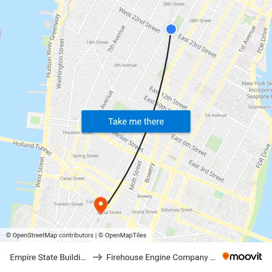 Empire State Building to Firehouse Engine Company 31 map