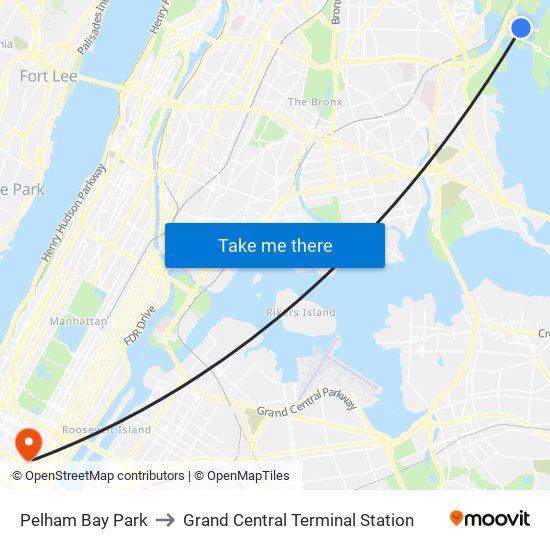 Pelham Bay Park to Grand Central Terminal Station map