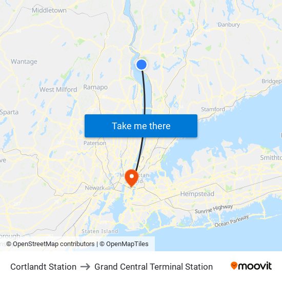 Cortlandt Station to Grand Central Terminal Station map