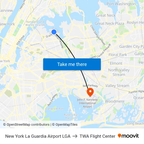 New York La Guardia Airport LGA to TWA Flight Center map
