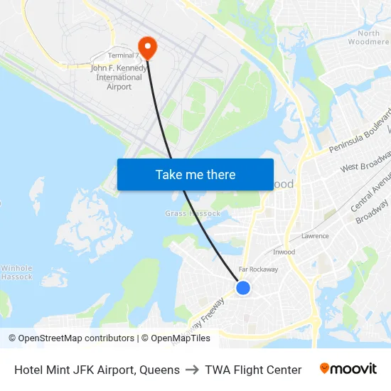 Hotel Mint JFK Airport, Queens to TWA Flight Center map