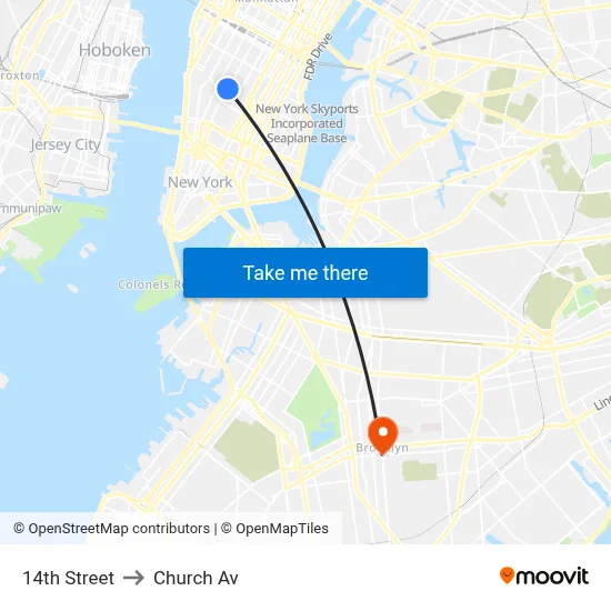 14th Street to Church Av map