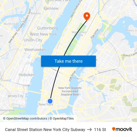 Canal Street Station New York City Subway to 116 St map