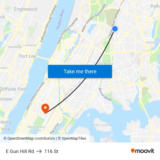 E Gun Hill Rd, Bronx (New York City), NY 10467 to 116 St map