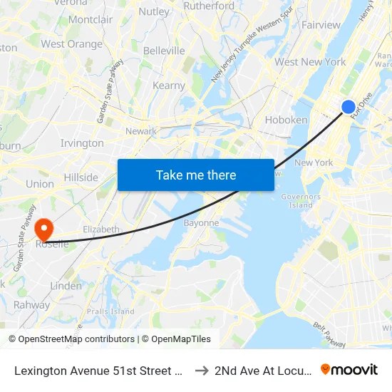 Lexington Avenue 51st Street Station to 2Nd Ave At Locust St map