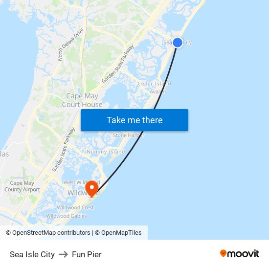 Sea Isle City to Fun Pier map