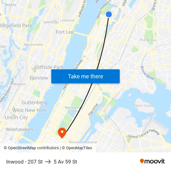 Inwood - 207 St to 5 Av 59 St map