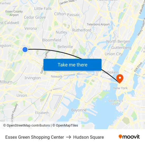 Essex Green Shopping Center to Hudson Square map