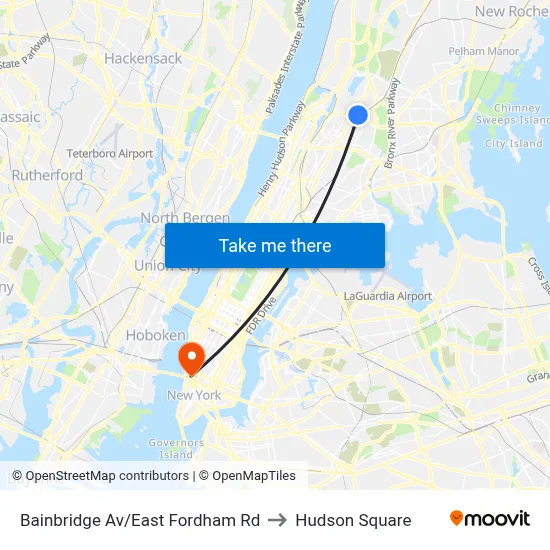 Bainbridge Av/East Fordham Rd to Hudson Square map