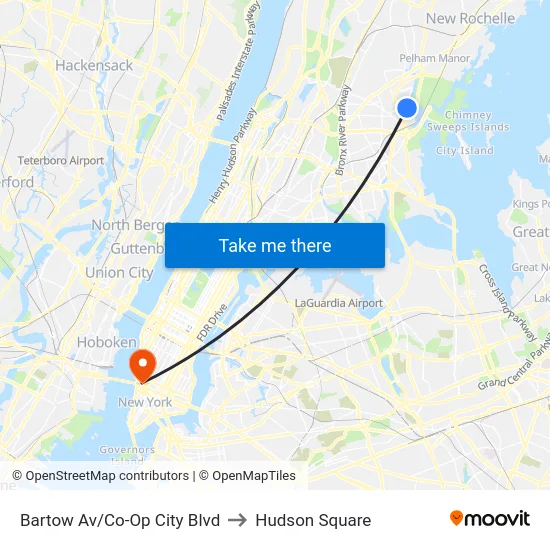 Bartow Av/Co-Op City Blvd to Hudson Square map