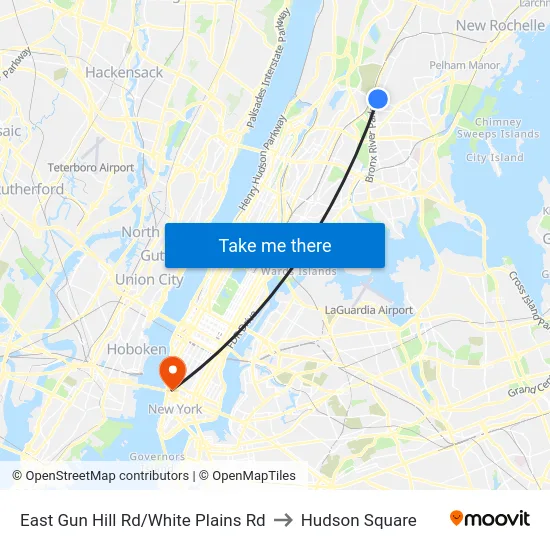 East Gun Hill Rd/White Plains Rd to Hudson Square map