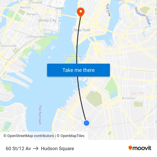 60 St/12 Av to Hudson Square map