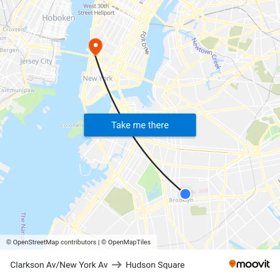 Clarkson Av/New York Av to Hudson Square map