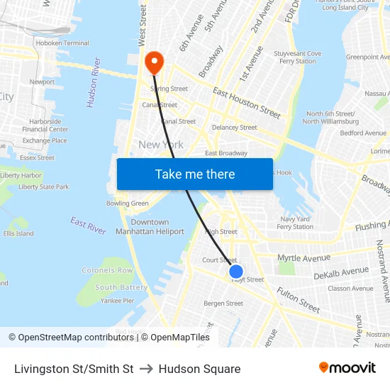 Livingston St/Smith St to Hudson Square map