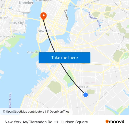 New York Av/Clarendon Rd to Hudson Square map