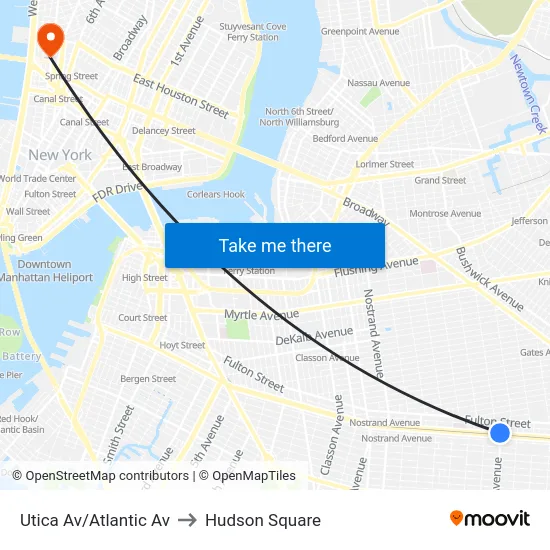 Utica Av/Atlantic Av to Hudson Square map