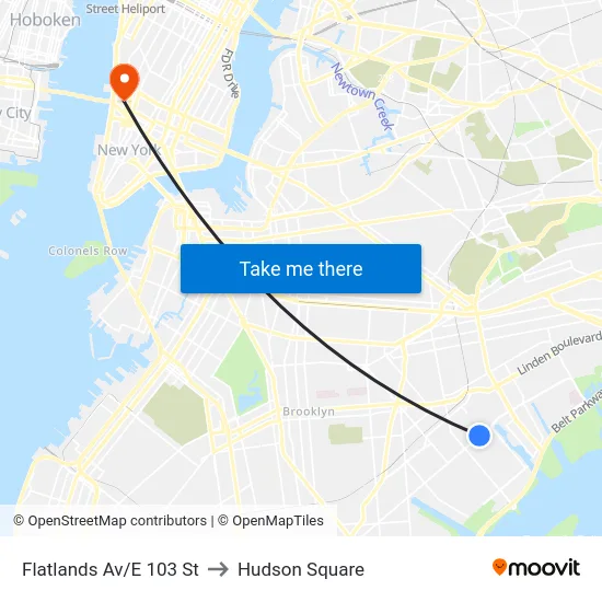 Flatlands Av/E 103 St to Hudson Square map