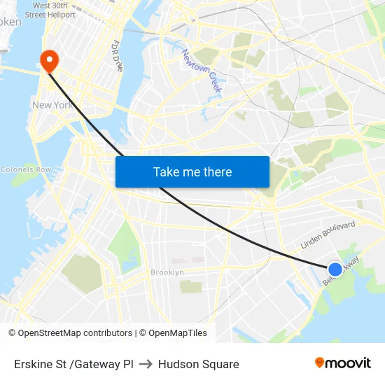 Erskine St /Gateway Pl to Hudson Square map