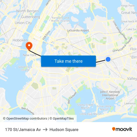 170 St/Jamaica Av to Hudson Square map