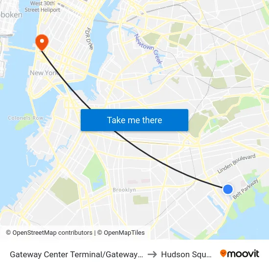 Gateway Center Terminal/Gateway Dr to Hudson Square map