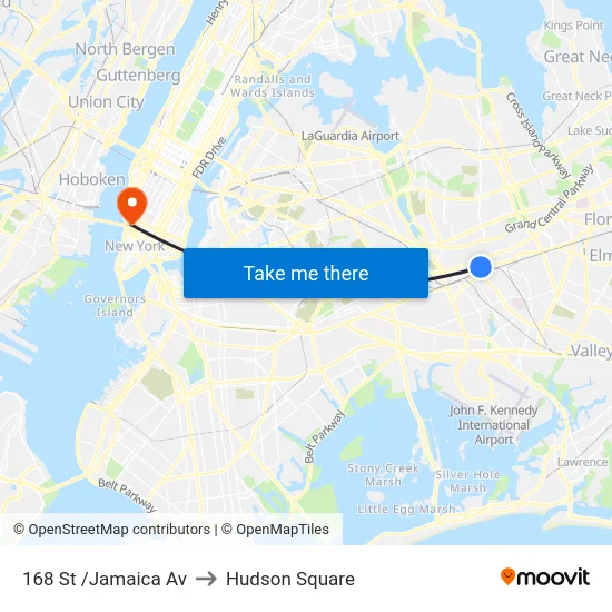 168 St /Jamaica Av to Hudson Square map