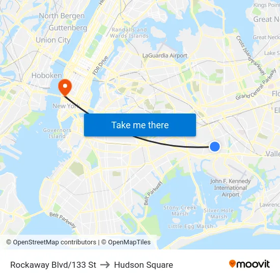 Rockaway Blvd/133 St to Hudson Square map
