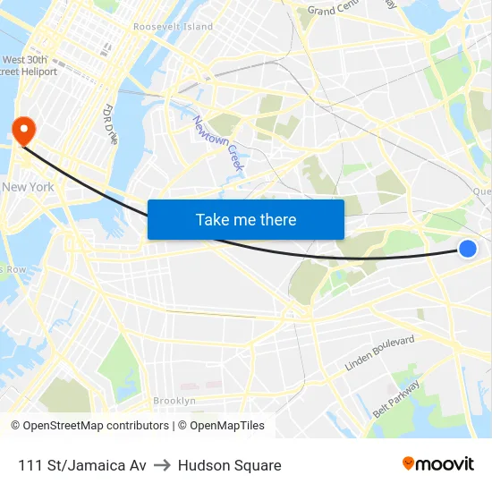 111 St/Jamaica Av to Hudson Square map