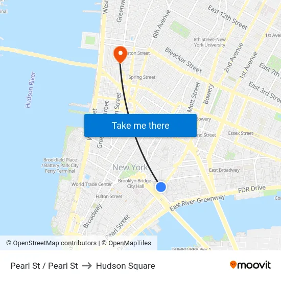 Pearl St / Pearl St to Hudson Square map