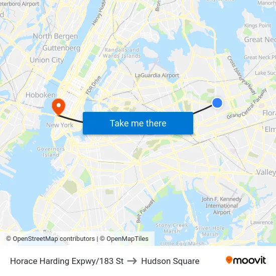 Horace Harding Expwy/183 St to Hudson Square map