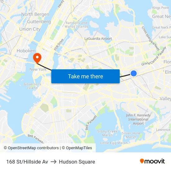 168 St/Hillside Av to Hudson Square map