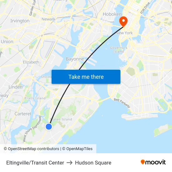 Eltingville/Transit Center to Hudson Square map