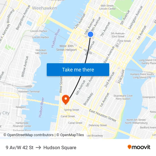 9 Av/W 42 St to Hudson Square map