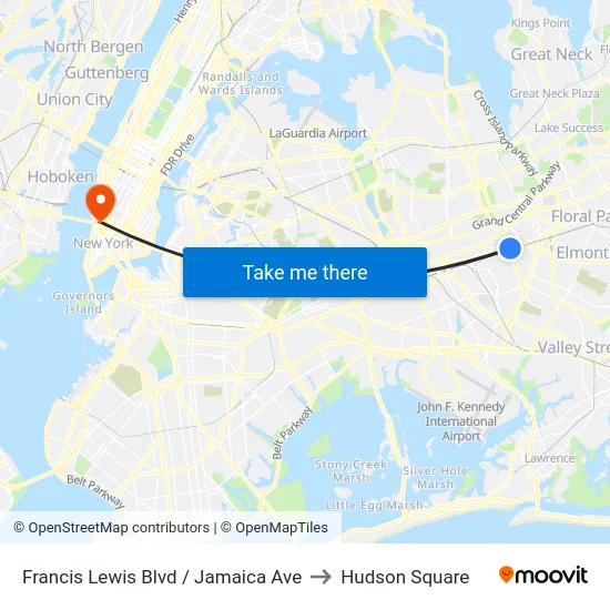 Francis Lewis Blvd / Jamaica Ave to Hudson Square map