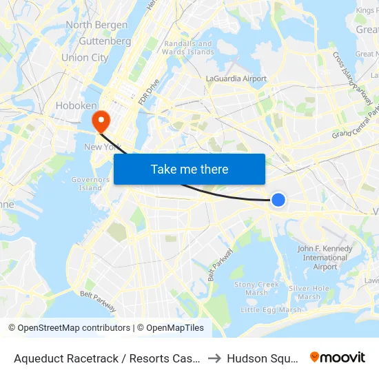 Aqueduct Racetrack / Resorts Casino to Hudson Square map