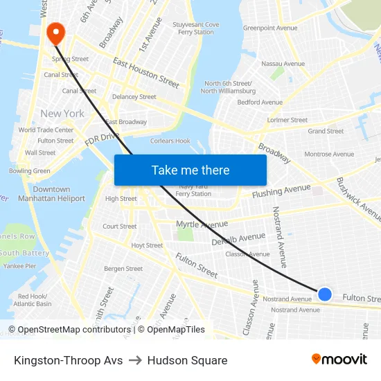 Kingston-Throop Avs to Hudson Square map
