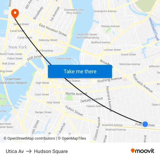 Utica Av to Hudson Square map