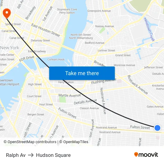 Ralph Av to Hudson Square map