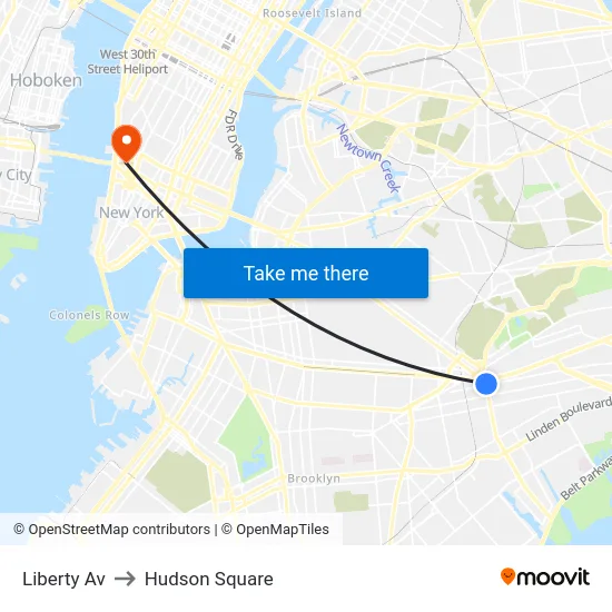 Liberty Av to Hudson Square map