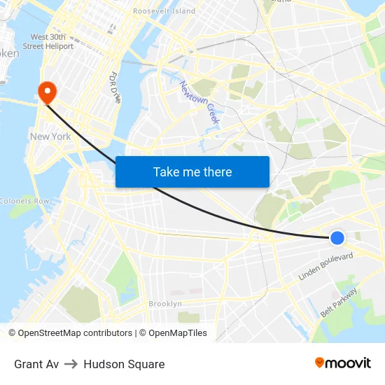 Grant Av to Hudson Square map