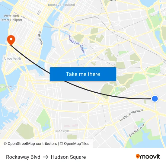 Rockaway Blvd to Hudson Square map