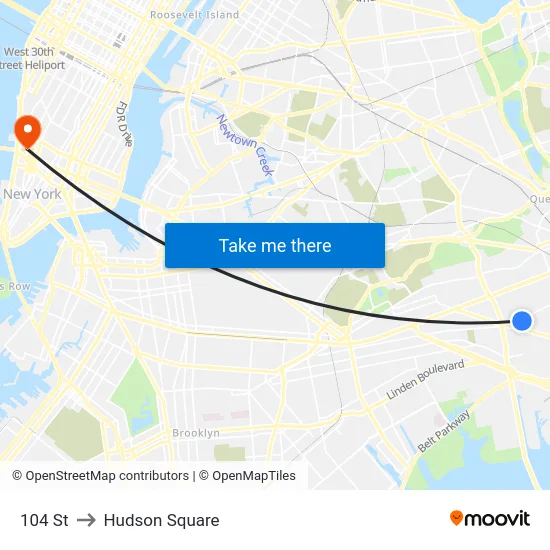 104 St to Hudson Square map