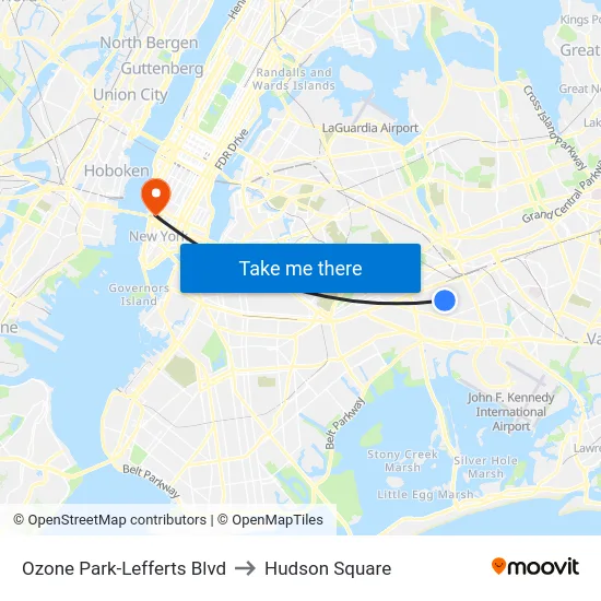 Ozone Park-Lefferts Blvd to Hudson Square map