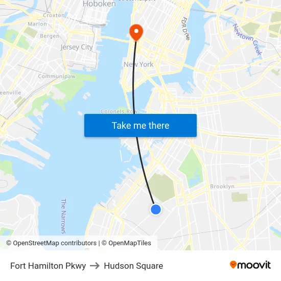 Fort Hamilton Pkwy to Hudson Square map