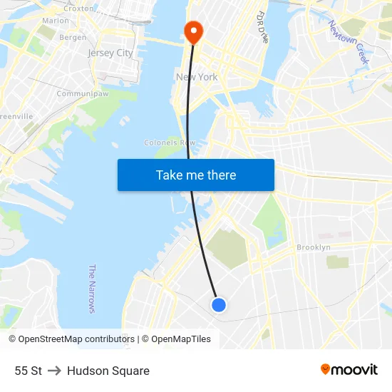 55 St to Hudson Square map